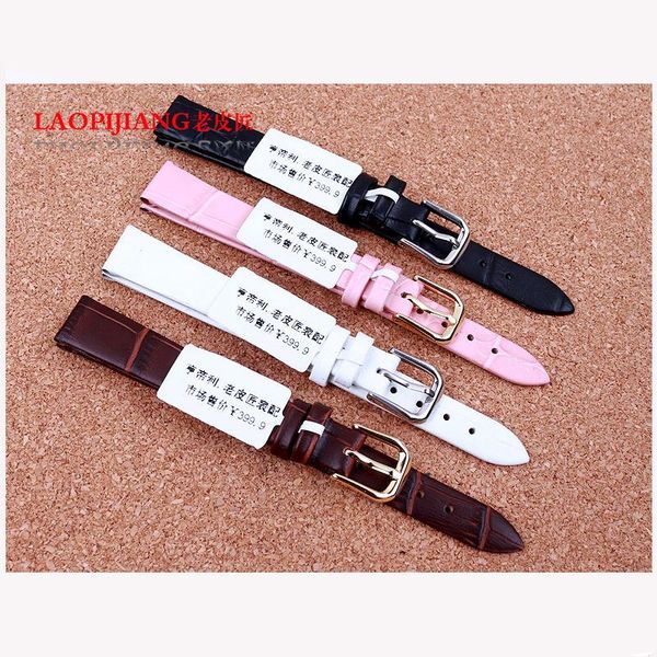 

watch bands laopijiang 10mm 12mm 14mm fashion thin leather strap for pretty female adapter brand accessories, Black;brown