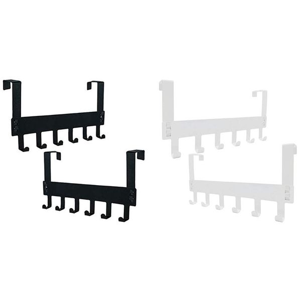 

hooks & rails over the door hanger - 2 packs hooks, 6 sturdy metal for hanging