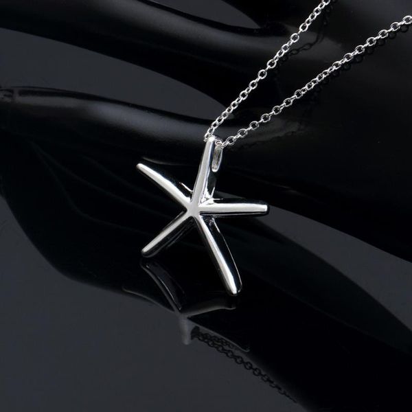 

pendant necklaces hermosa star-shaped chain necklace 18'' wholesale women xl000427 pretty girls gift, Silver