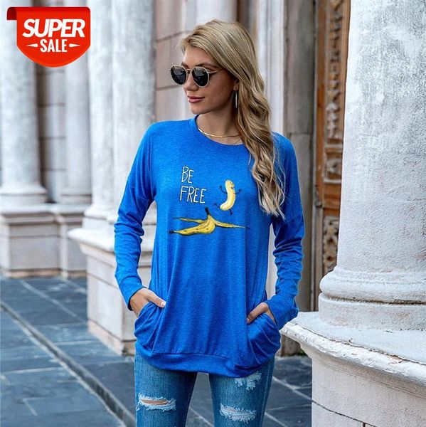 

spot eaby style european and american women's pocket sweater loose long-sleeved t-shirt women #nh2t, White