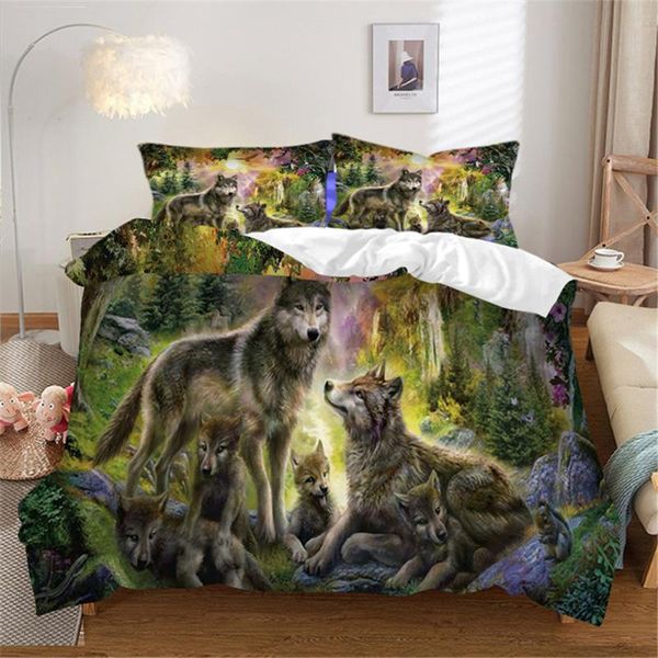

bedding sets wolf king size bed 3d animal duvet cover pillowcase  set for adults home textiles