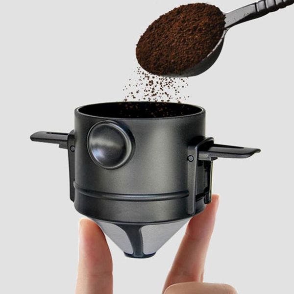 

coffee filters filter tea holder portable stainless steel foldable drip funnel baskets reusable stand dripper
