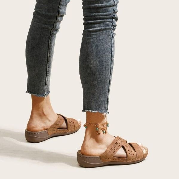 

slippers 2021 fashion cross strap beach shoes woman flip-flops women summer sandals flat solid comfort, Black