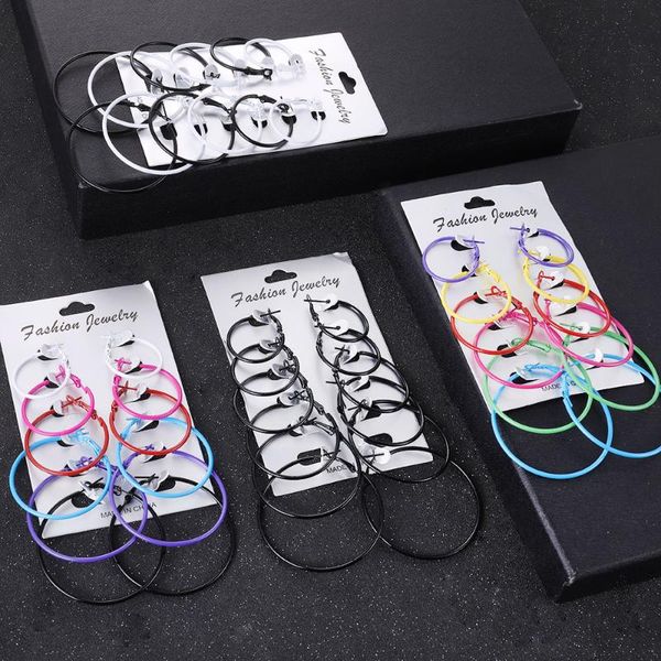 

hoop & huggie style fashion punk simple circle tassel earring colorful charm party earrings jewelry 12 round/set women's, Golden;silver