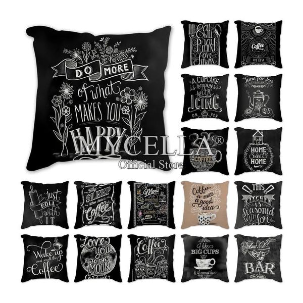 

blackboard drawing series cushion cover linen decorative throw pillow fashion chalk art sofa case home decor pillowcases cushion/decorative