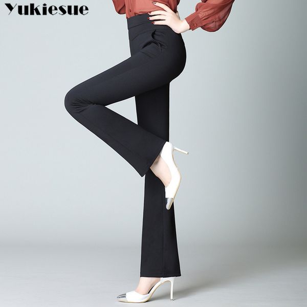 

streetwear women's pants wide leg women flare trousers skinny ol office flare female with high waist plus size 4xl 210518, Black;white