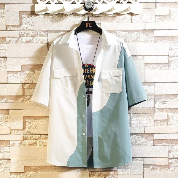 

men's casual shirts print brand 2021 summer janpan style beach shirt fashion short sleeve loose oversize -4xl 5xl hawaiian, White;black