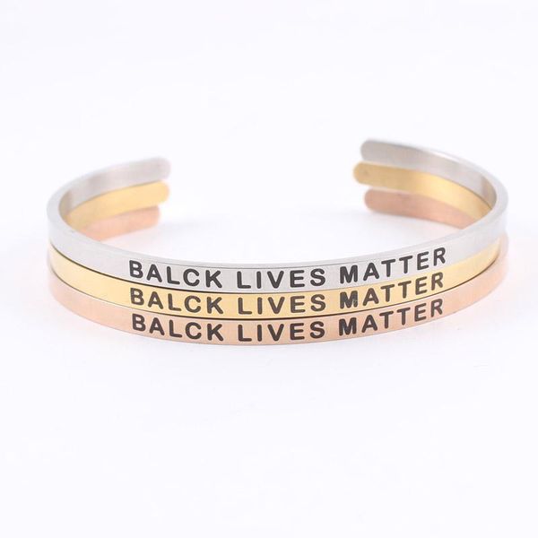 

bangle balck lives matter inspirational cuff bracelets for women personalized hidden message mantra quote engraved, Black