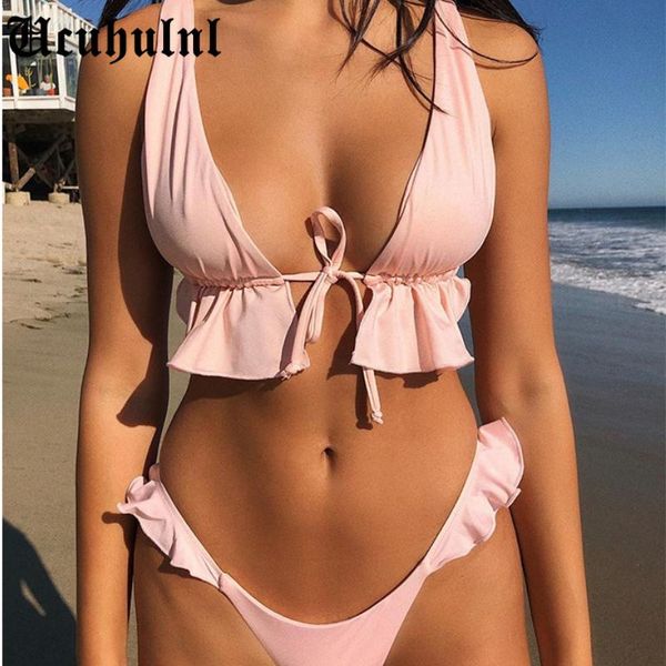 

women's swimwear 2022 summer swimsuit low-cut bikini split triangle hollow body female solid color fashion, White;black