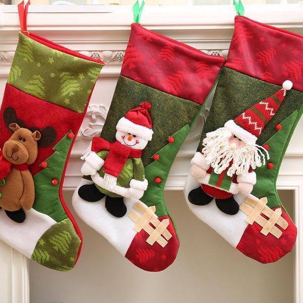 

christmas decorations 1 pcs stocking socks candy bags santa claus gift navidad storage bag decoration1