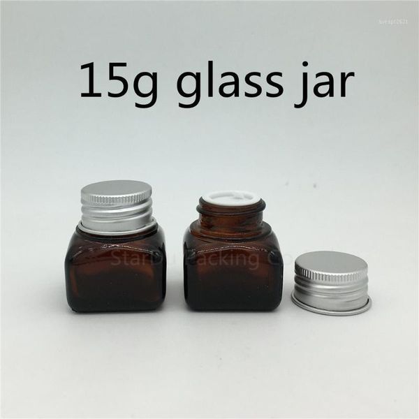 

storage bottles & jars 15g square shape amber glass cream jar for eye and lipstick, senior bottle 200pcs