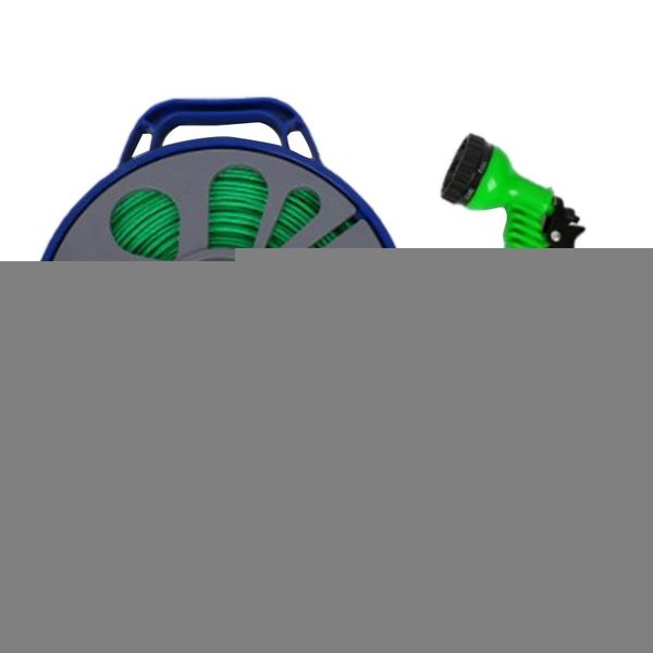 

watering equipments 50ft garden outdoor hose pipe & reel with spray nozzle plants