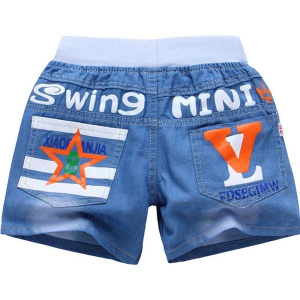 

summer chid boy cartoon denim shorts baby jeansthin soft tousers bottoms kids casual cowboy clothing 3-13y, Black