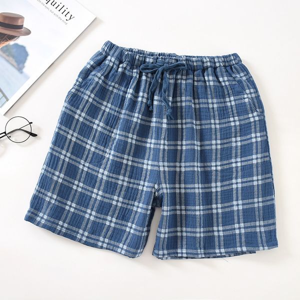 

women 100% cotton pajamas summer new trousers couples home pants men sleep pant shorts casual pink plaid pyjamasby air, Black;red