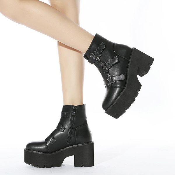

boots real soft leather nude women's british style autumn and winter 2021 casual shoes short women fashion, Black