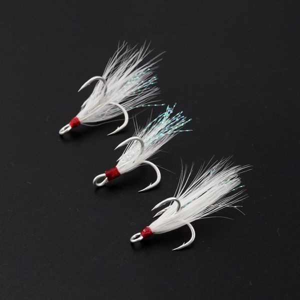 

fishing hooks tri-angle hook three anchor sharp feather lure 5pcs a lot