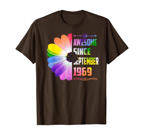 

awesome since september 1969 sunflower 50th birthday gift t-shirt, White;black