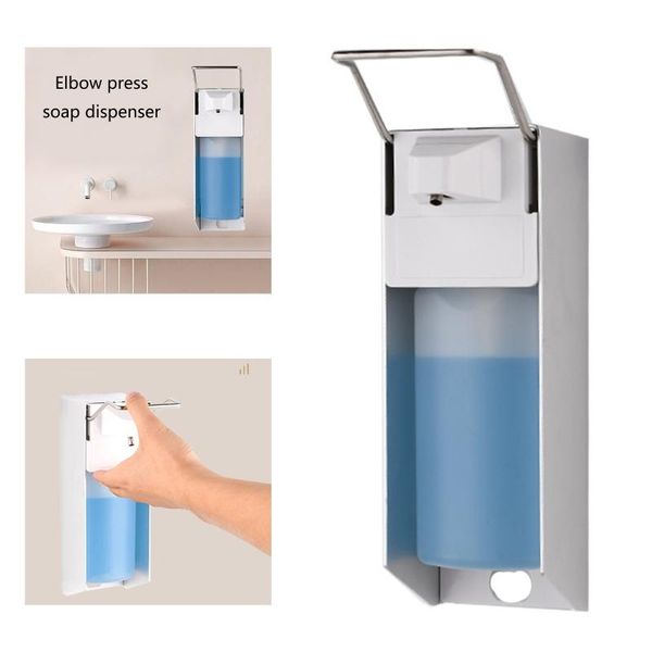 

liquid soap dispenser 1 pc wall-mounted disinfectant elbow pressure manual drip type 500ml/1000ml press pump for kitchen bathroom