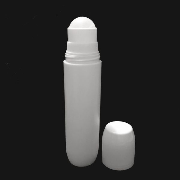 Frascos de rolo de plástico branco de 100 ml, frascos de desodorante, frascos de rolo recarregáveis vazios brancos de 3,4 onças para cosméticos de perfume de óleos essenciais