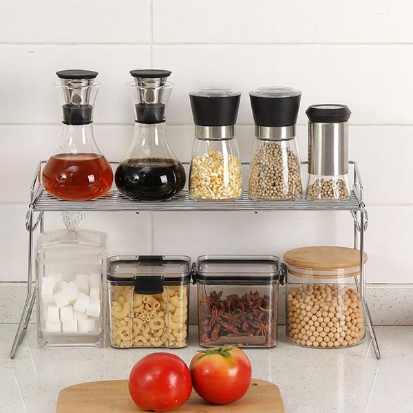 

kitchen storage & organization aaak -metal stacking shelf closet cabinet counter2-tier raised organizer for bathrooms entryways hallways