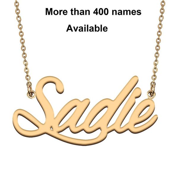 

chains cursive initial letters name necklace for sadie birthday party christmas year graduation wedding valentine day gift, Silver