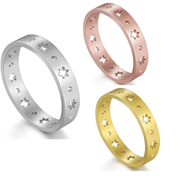 

fashion street stainless steel hollow ring for women titanium femme wedding engagement rings lover jewelry, Silver
