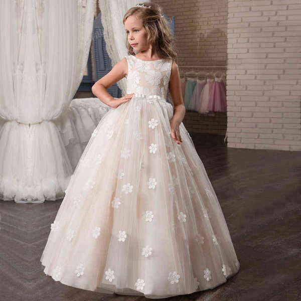 

flower girls dress for wedding teenage children princess party long graduation gown baby kids dresses for girl summer clothes g1129, Red;yellow