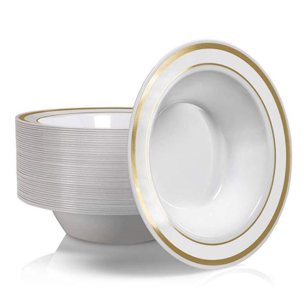 

disposable dinnerware 20pcs tableware plastic salad soup bowl high-end heavy duty phnom penh banquet dessert plate