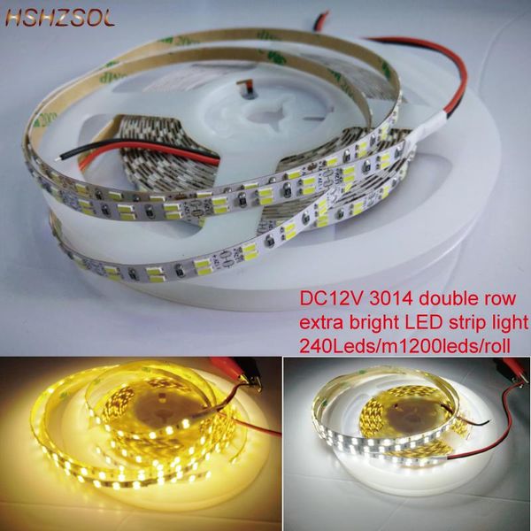 

5mm width brightness 1080l led strip 216led/m double row white warm-white nonwaterproof tape dc12v ip20 flexible light strips