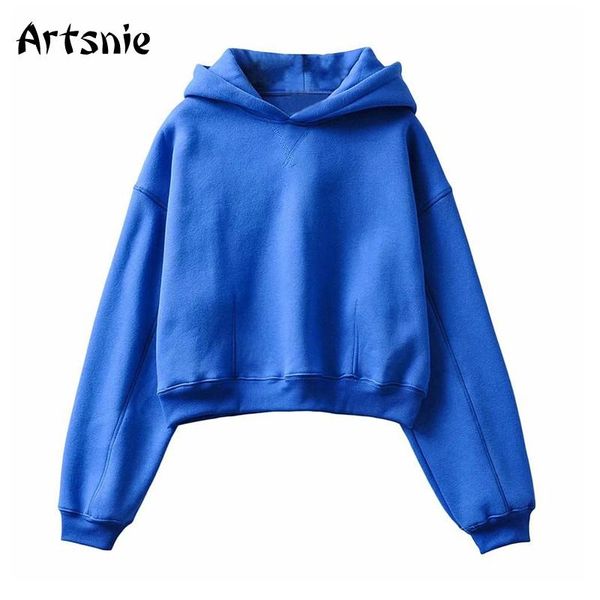 

women's hoodies & sweatshirts artsnie winter 2021 warm fleece women sweatshirt hooded long sleeve drop shoulder teddy blue ladies femme, Black