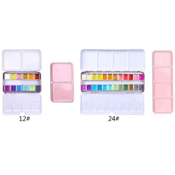 

12/24 glitter watercolor paint solid colors artist paints portable gift sets