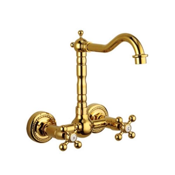 

bathroom sink faucets all-copper wall tap european retro wholesale household gold cold- mixing