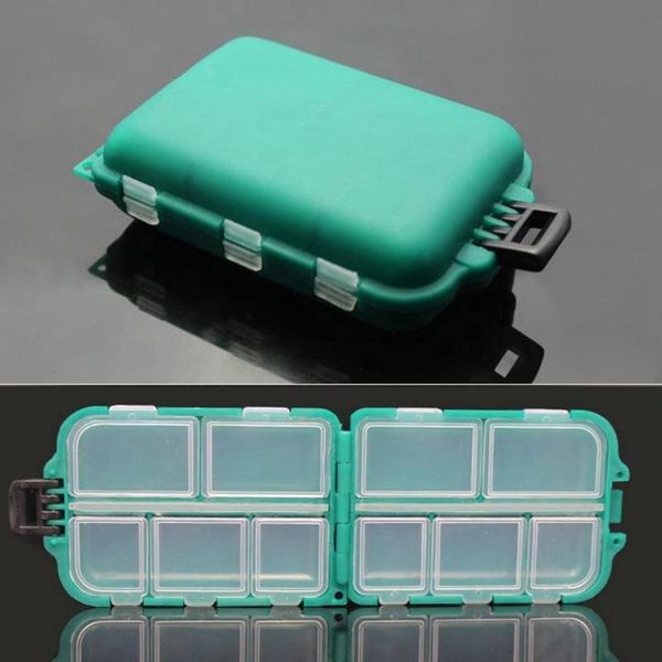

outdoor small 10 compartments waterproof hard fishing tackle box case, hooks lure baits storage essential accessories