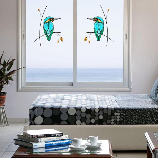 

wall stickers 7pcs stain glass window hangings bird home decor cute 3d car decals living room decorations