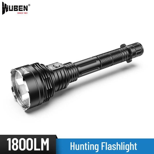 

flashlights torches wuben h8 hunting xhp35hi led max 1800 lumen 1000 meters long range searchlight tactical torch with 2* 18650 b