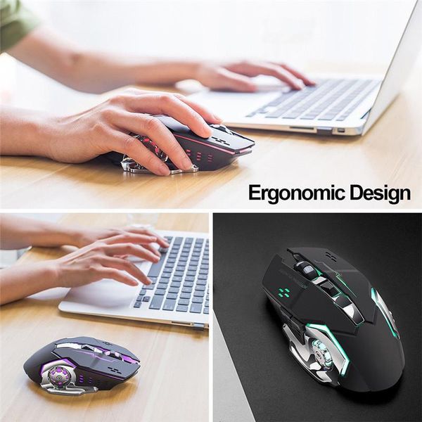 

color 2.4ghz led backlight breathing gamer mice for computer desklap1800dpi rechargeable wireless gaming mouse