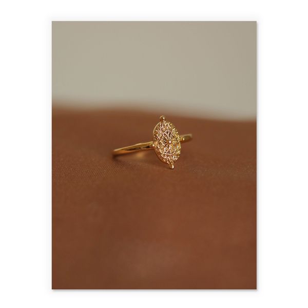 

vintage oval ring filigree leaf gold rings for women christmas jewelry gift, Silver