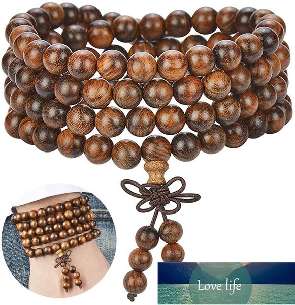 6mm Legno di sandalo naturale Buddista Buddha Perline di legno Braccialetti Preghiera Nodo di perline Catena da polso a 4 strati Uomo Donna Bracciale Braccialetti Prezzo di fabbrica design esperto Qualità