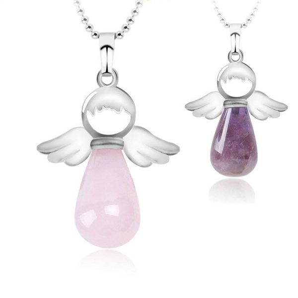 

pendant necklaces natural necklace semi-precious stone pendants angel shape love gift angel's wing round the bubble-shaped women jewelr, Silver