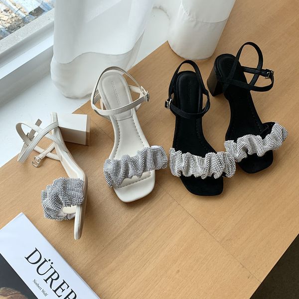 

sandals thick heeled high shoes with open toe party sandals 6m4r, Black