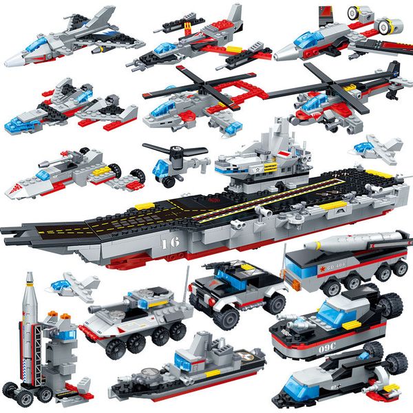 

Gudi Aircrafted Carrier Military Building Blocks Missile Plane Boat Brick 8 in 1 Warship Battleship compatible