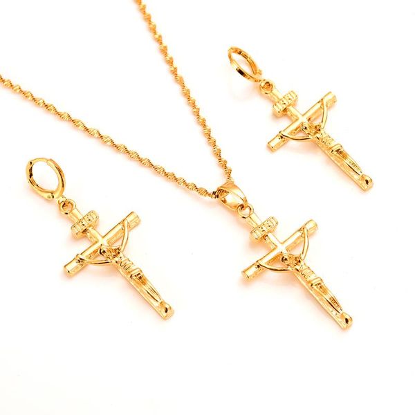 

earrings & necklace bangrui ethiopian cross set jewelry pendant chain/earrings gold color christian, Silver