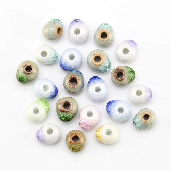 

other 6 8 10mm crack ceramic beads for bracelet teardrop shape big hole bead diy hand made loose spacer jewelry making