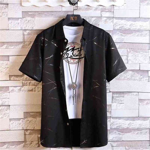 

fashion design white black short sleeve casual shirt men's print beach blouse summer clothing plus asian size 5xl 6xl 7xl 210626