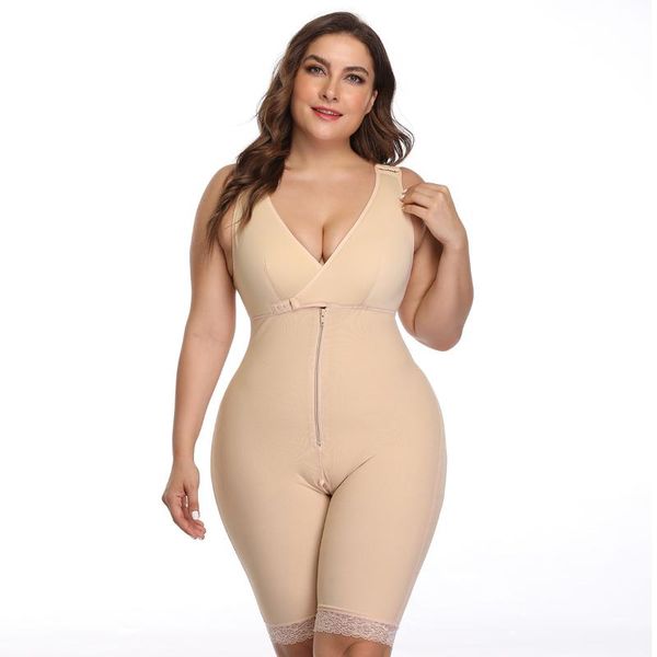 

women's shapers central zipper and hips tight fat body plus size bodysuit waist trainer lingeriewaist firm thin broadcloth polyester, Black;white
