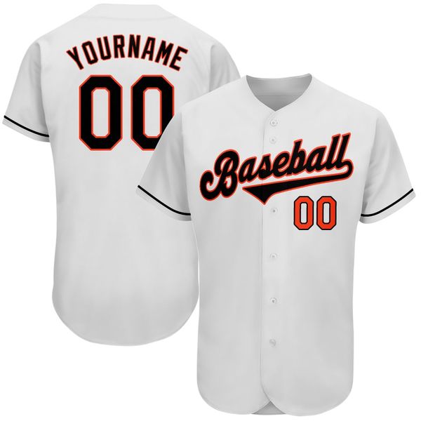 

custom white black-orange authentic baseball jersey, Blue;black