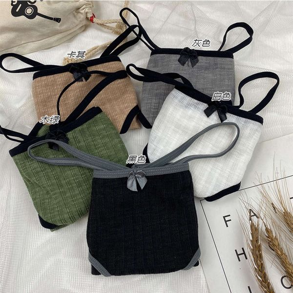 

panties underwear women's pure cotton bacterial medium low waist temptation small fresh traceless breathable briefs girl, Black;pink