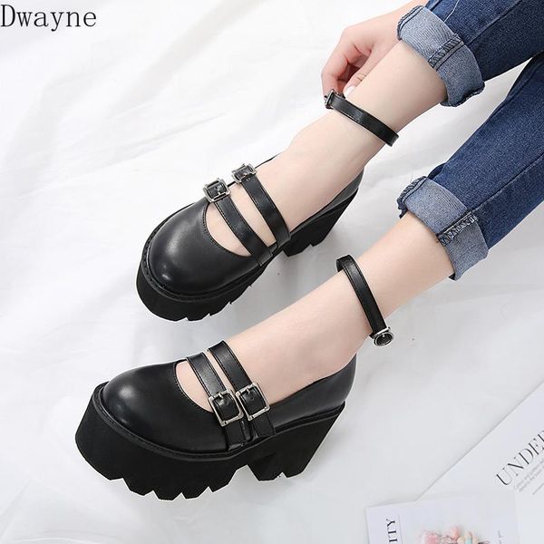

dress shoes 2021 harajuku style was high thin round head shallow mouth muffin bottom thick sole women, Black