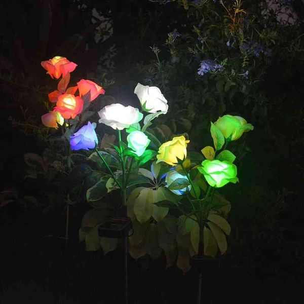 

solar rose garden villa decorative lawn plug outdoor waterproof led lamp