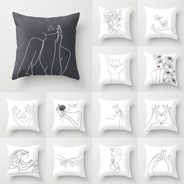 

pillow case minimalist pillowcase car decor waist throw cushion pillows cover simple home supplies with geometric lines
